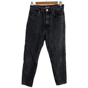 Zara High Waisted Straight Leg Mom Black Wash Jeans Size 4 Cotton Women’s